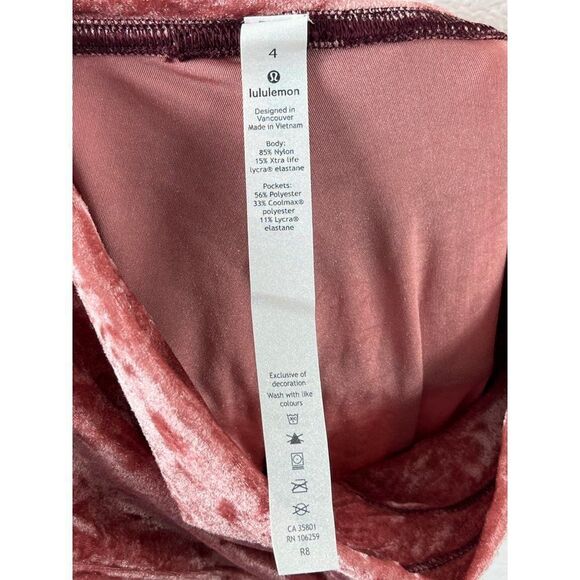 Lululemon Wunder Lounge High-Rise Tight 28" Crushed Velvet Soft Cranberry Size 4 - Picture 10 of 11